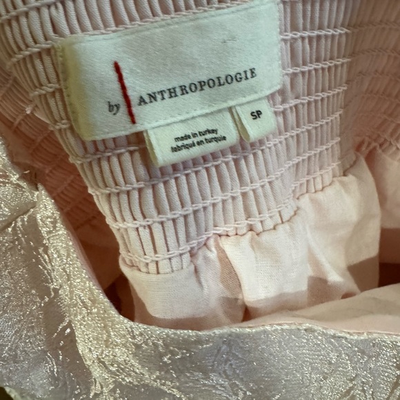 New By Anthropologie Textured Pink Puff-Sleeve Dress SP Small petite - Picture 8 of 10